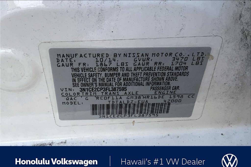 used 2015 Nissan Versa Note car, priced at $6,945