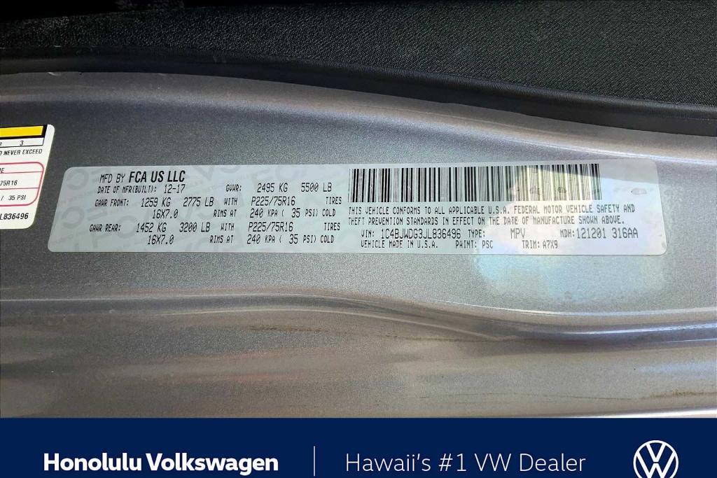 used 2018 Jeep Wrangler JK Unlimited car, priced at $20,777