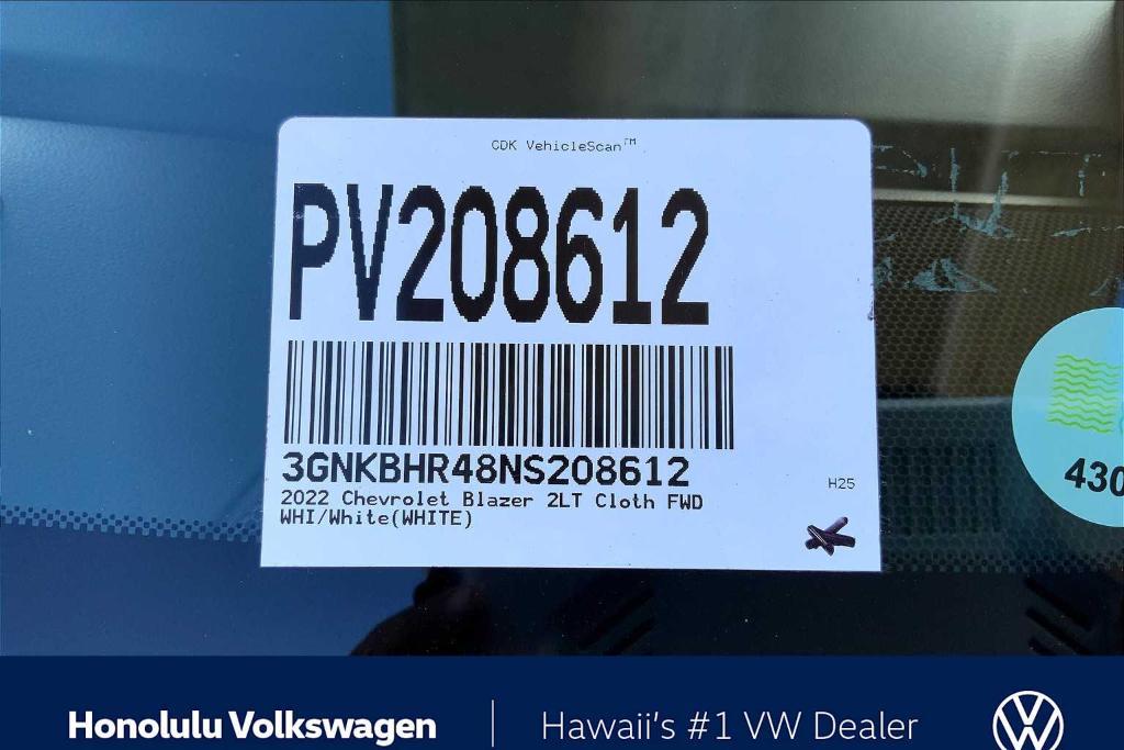 used 2022 Chevrolet Blazer car, priced at $24,994