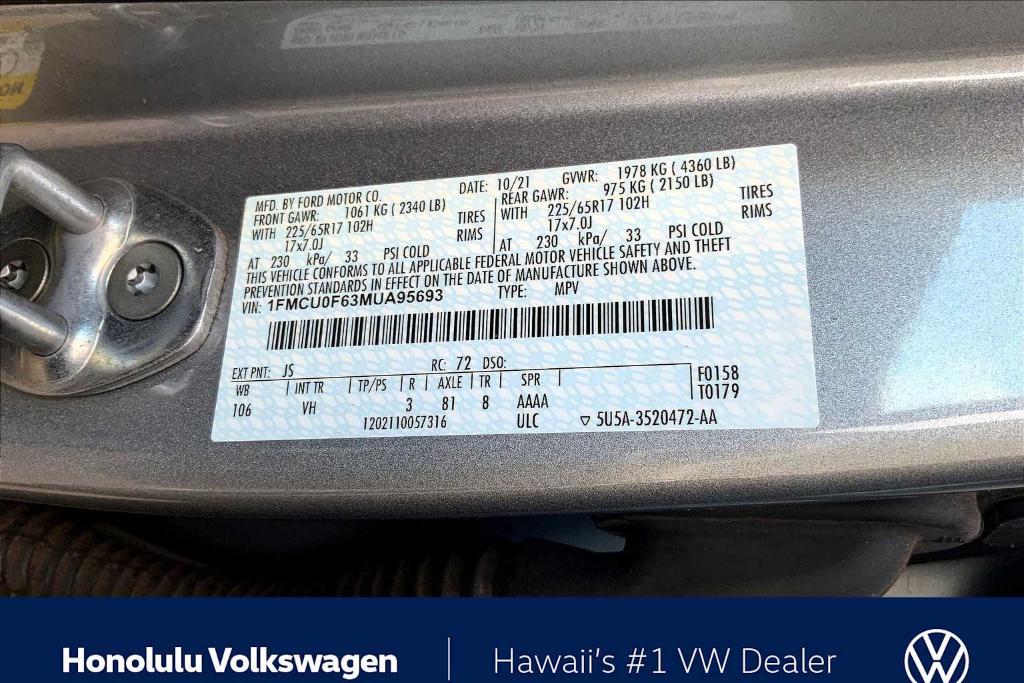 used 2021 Ford Escape car, priced at $17,488