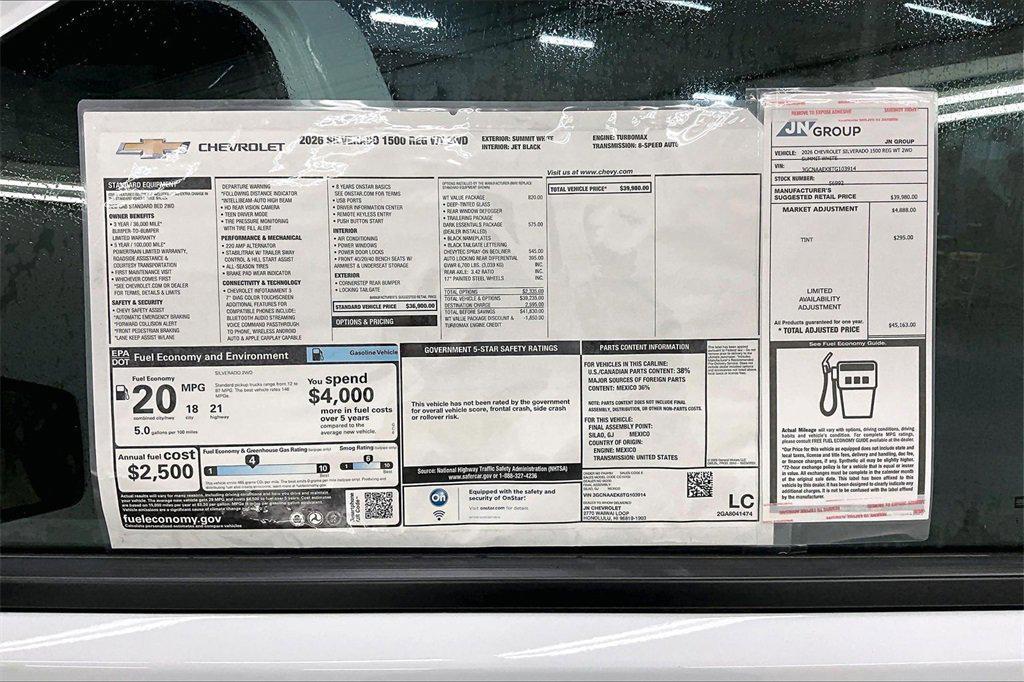 new 2026 Chevrolet Silverado 1500 car, priced at $39,980