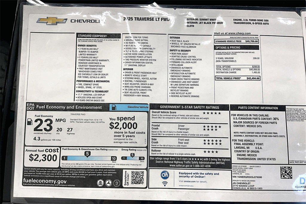 new 2025 Chevrolet Traverse car, priced at $42,494