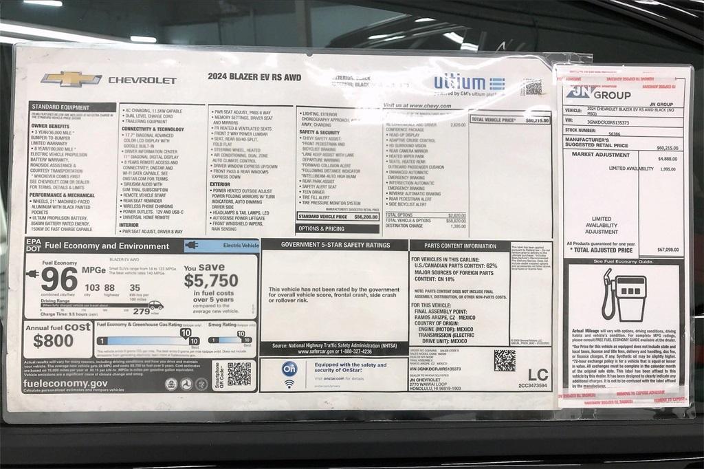 new 2024 Chevrolet Blazer EV car, priced at $65,103