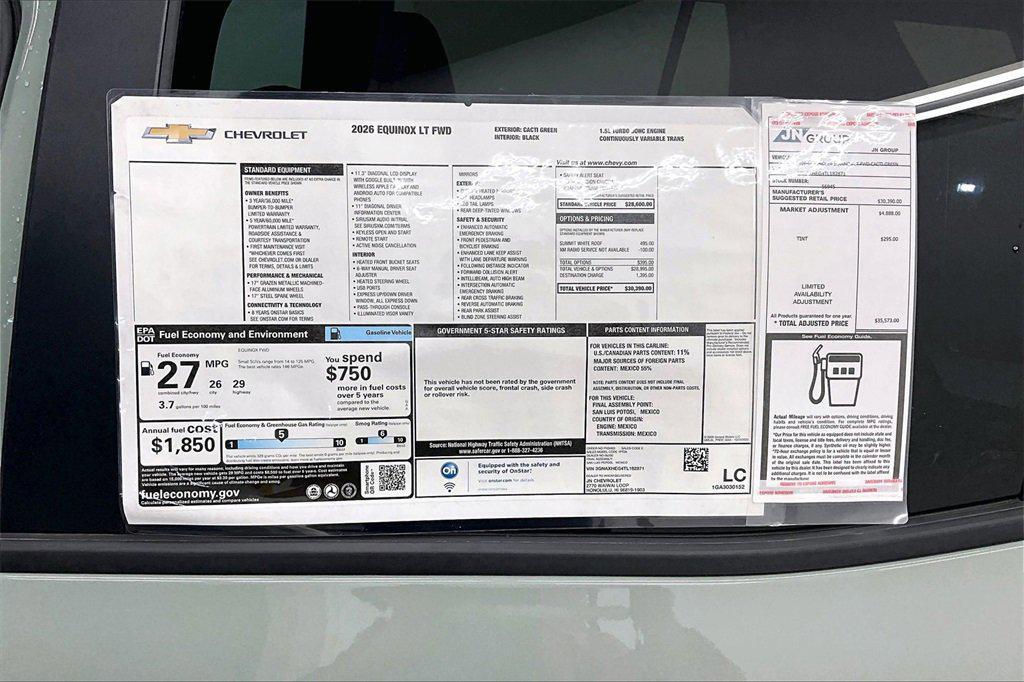 new 2026 Chevrolet Equinox car, priced at $30,390