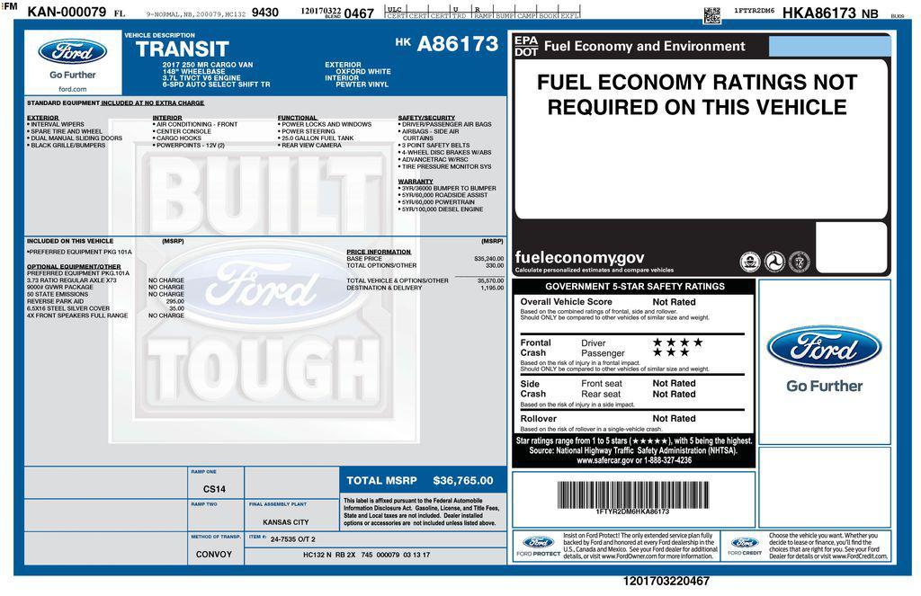 used 2017 Ford Transit-250 car, priced at $18,901