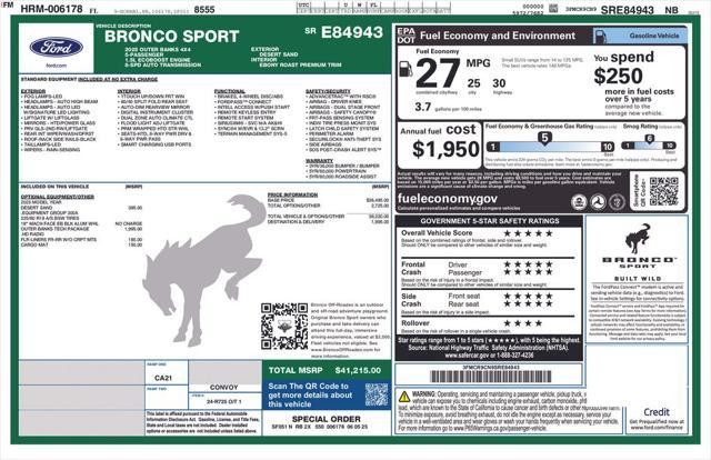 new 2025 Ford Bronco Sport car, priced at $38,546