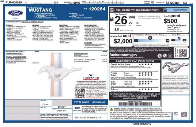 new 2025 Ford Mustang car, priced at $31,318