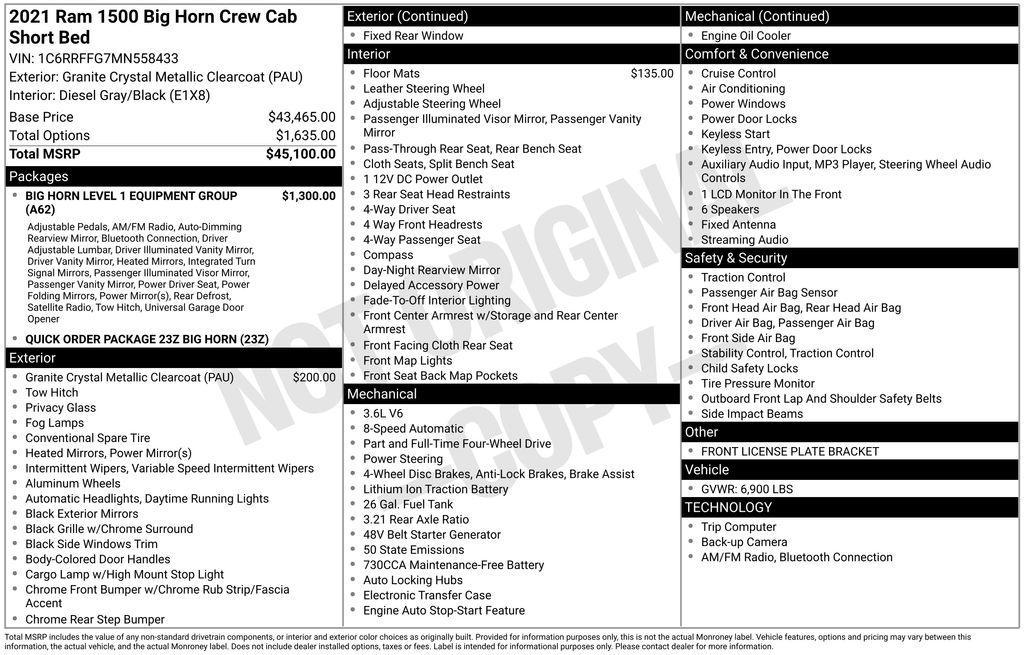 used 2021 Ram 1500 car, priced at $23,900