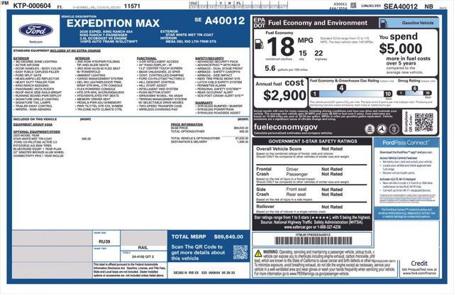 new 2025 Ford Expedition Max car, priced at $87,368