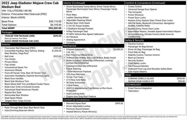 used 2022 Jeep Gladiator car, priced at $36,900