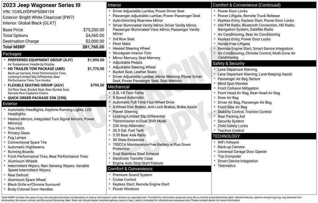 used 2023 Jeep Wagoneer car, priced at $52,900