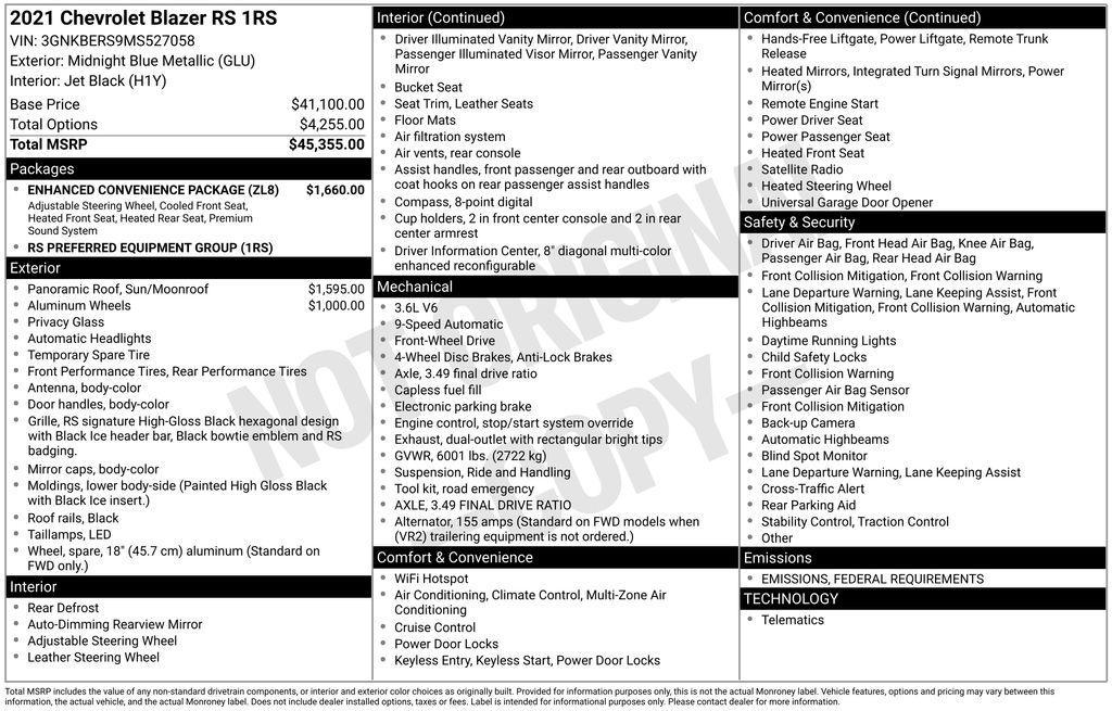 used 2021 Chevrolet Blazer car, priced at $27,901