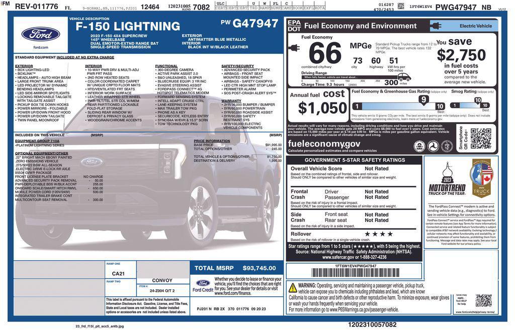 used 2023 Ford F-150 Lightning car, priced at $57,900