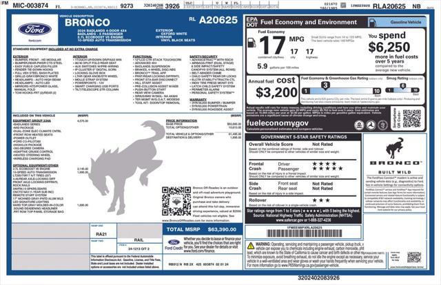 new 2024 Ford Bronco car, priced at $54,957