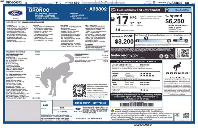 new 2024 Ford Bronco car, priced at $58,871