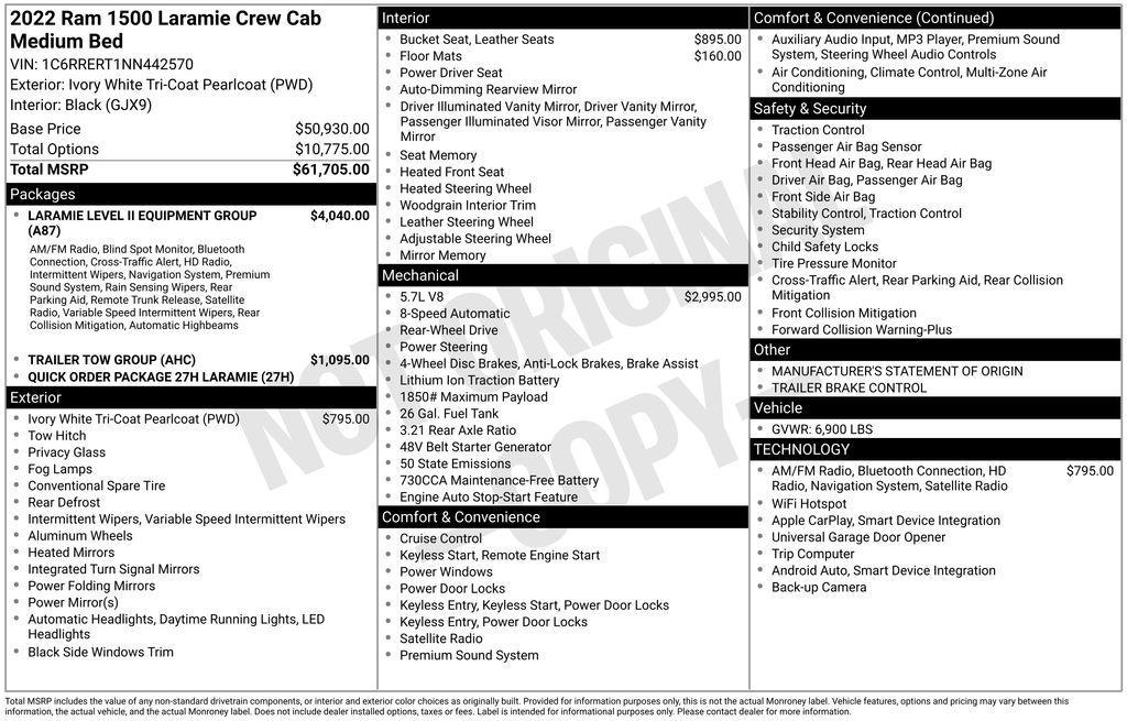 used 2022 Ram 1500 car, priced at $34,900