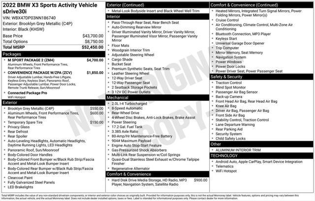 used 2022 BMW X3 car, priced at $31,900