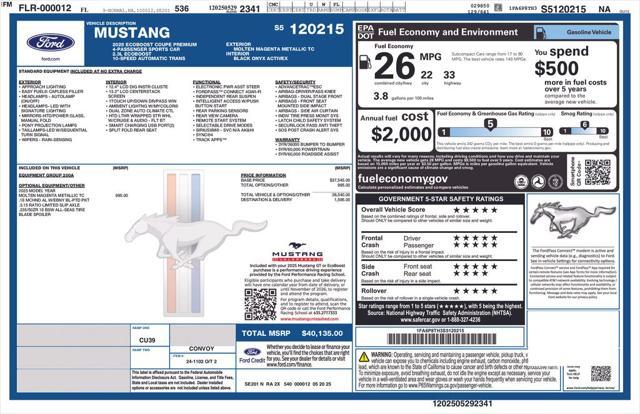 new 2025 Ford Mustang car, priced at $36,996