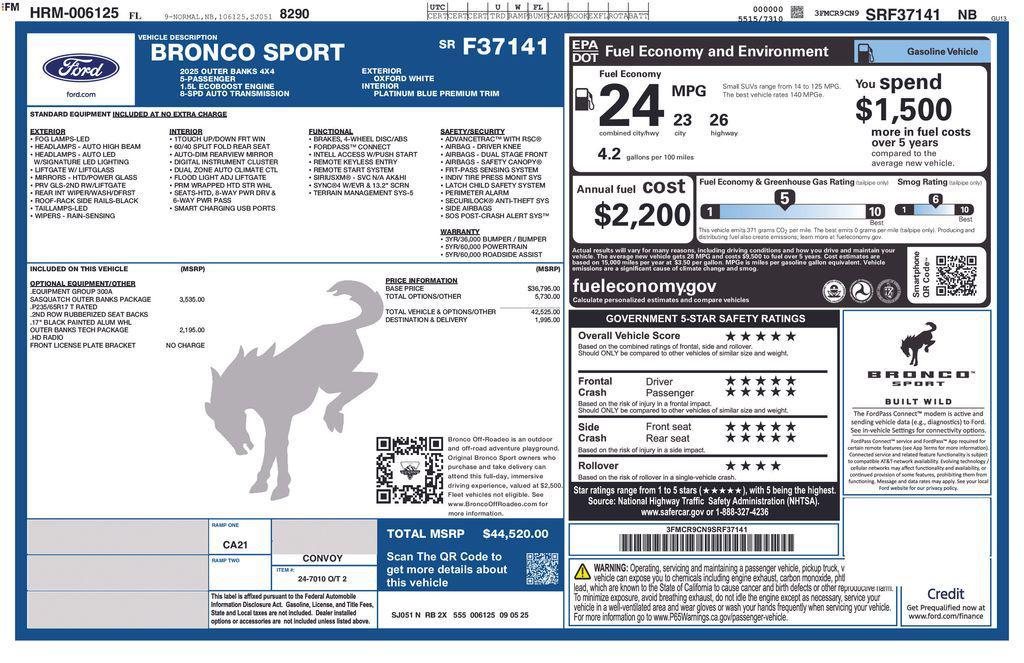 new 2025 Ford Bronco Sport car, priced at $42,451