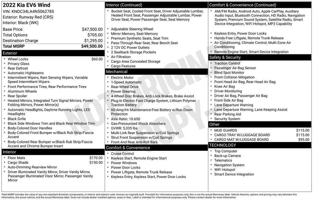 used 2022 Kia EV6 car, priced at $18,901