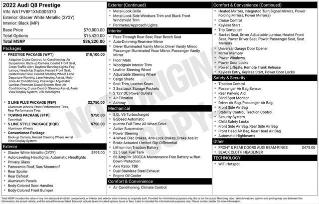used 2022 Audi Q8 car, priced at $53,901