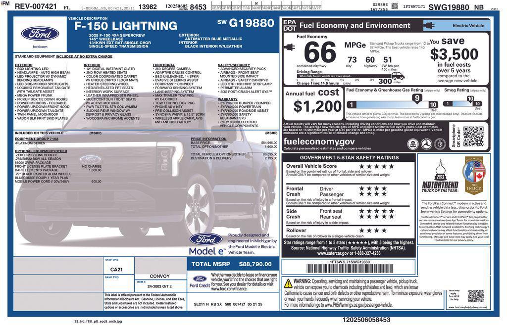new 2025 Ford F-150 Lightning car, priced at $83,578
