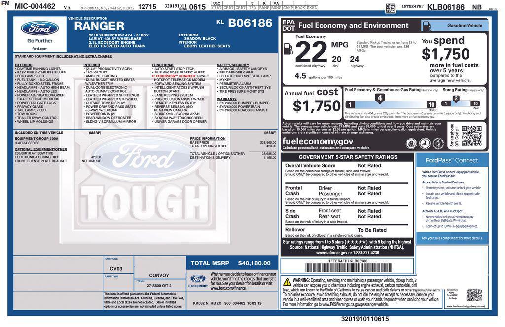 used 2019 Ford Ranger car, priced at $27,901