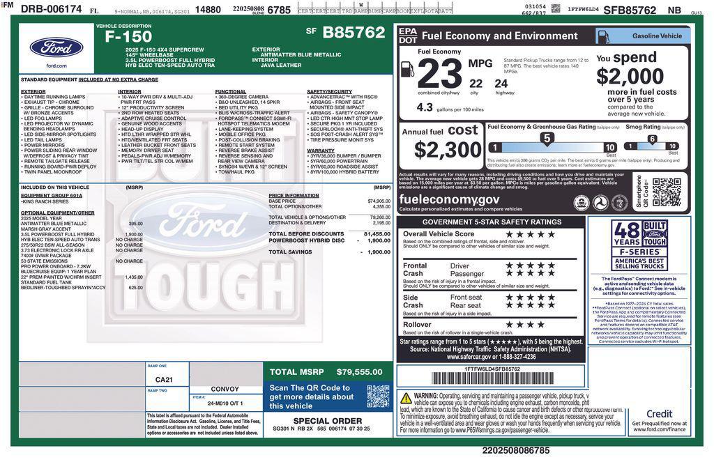 new 2025 Ford F-150 car, priced at $75,209