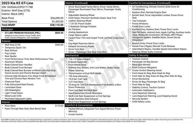 used 2023 Kia K5 car, priced at $25,900
