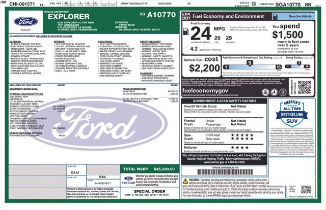 new 2025 Ford Explorer car, priced at $40,825