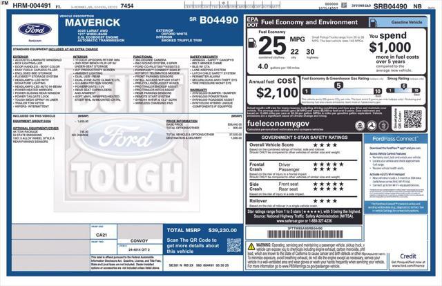 new 2025 Ford Maverick car, priced at $39,185