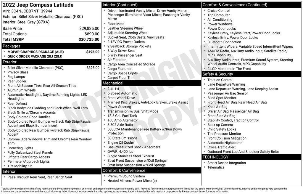 used 2022 Jeep Compass car, priced at $17,900