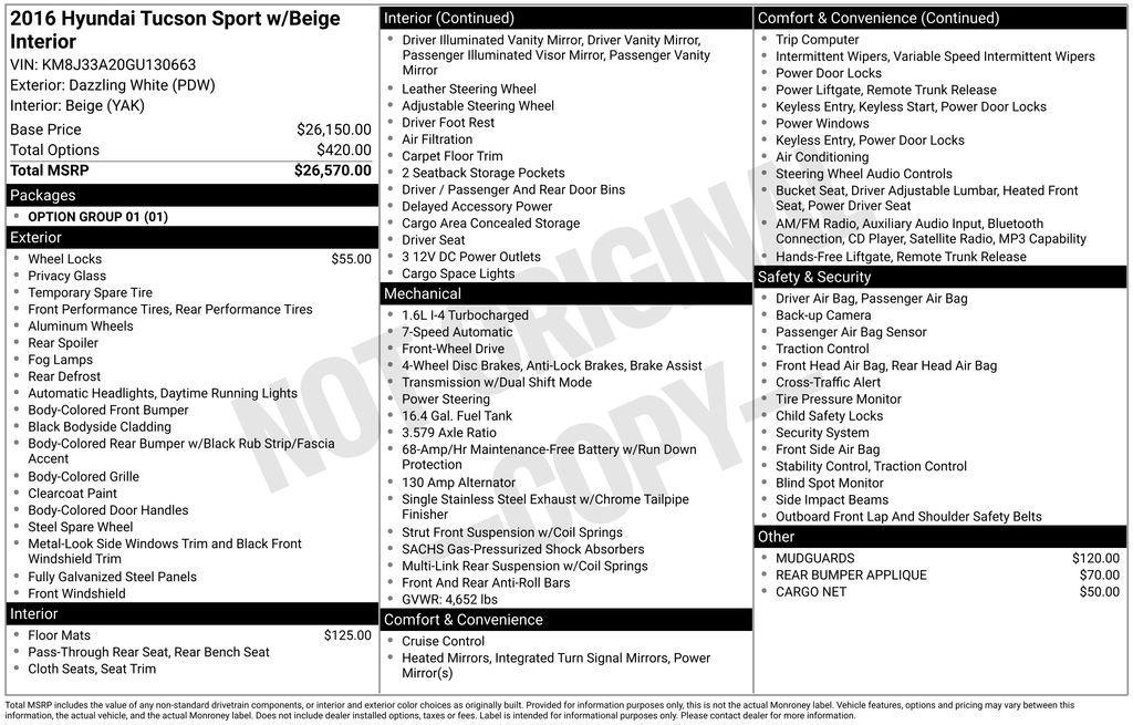 used 2016 Hyundai Tucson car, priced at $9,901