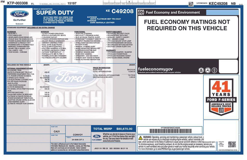 used 2019 Ford F-350 car, priced at $53,900