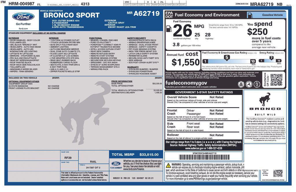 used 2021 Ford Bronco Sport car, priced at $21,900