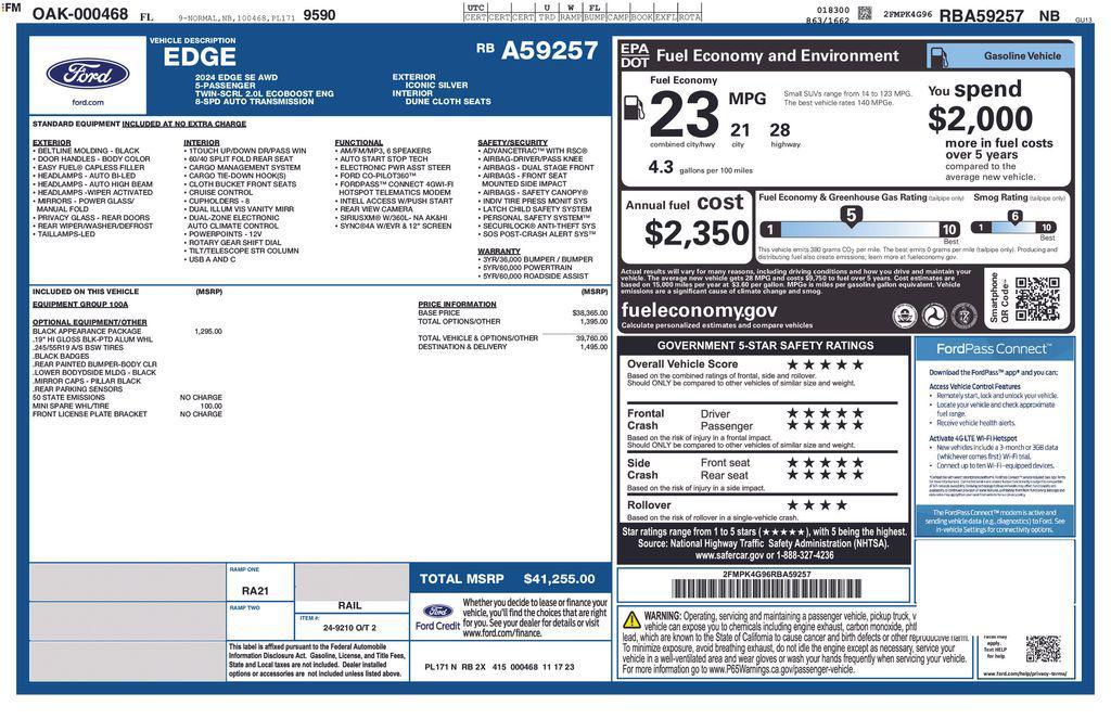 new 2024 Ford Edge car, priced at $32,900