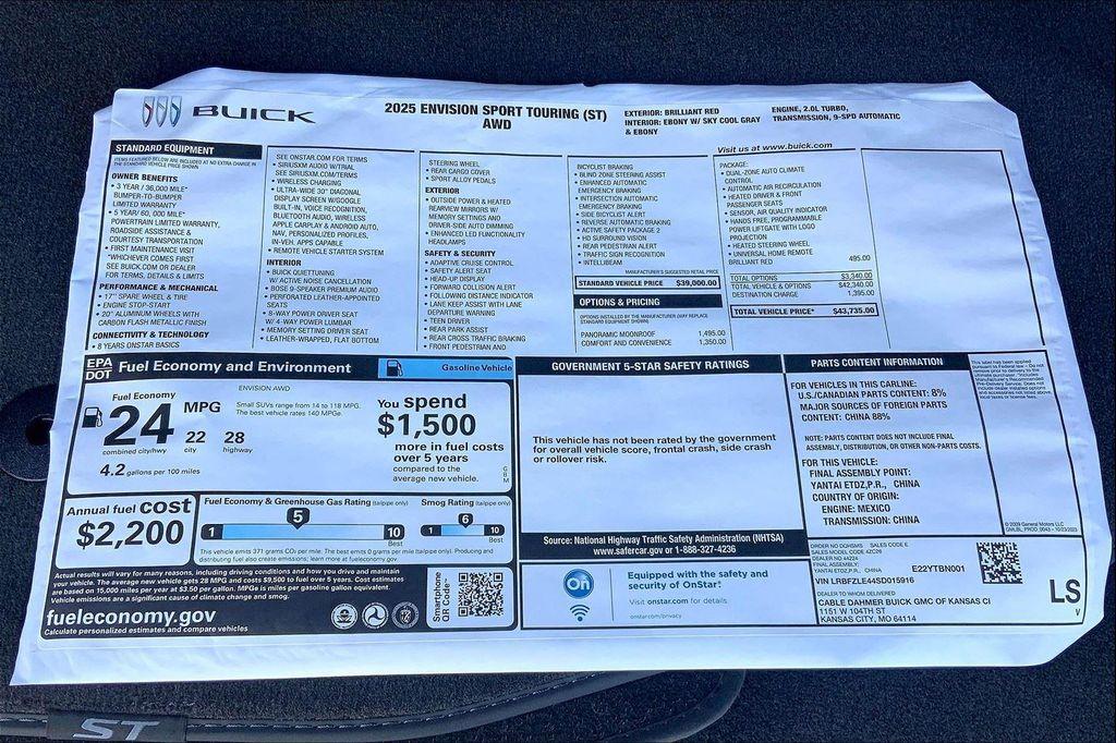 new 2025 Buick Envision car, priced at $38,735