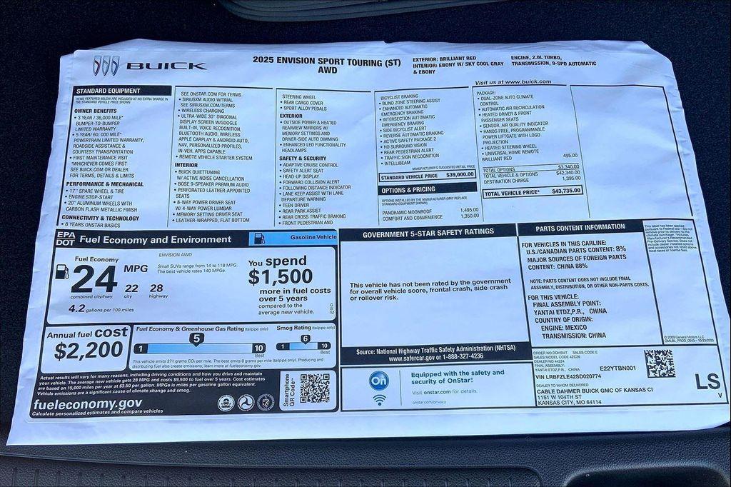 new 2025 Buick Envision car, priced at $36,735