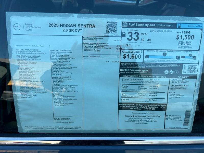 new 2025 Nissan Sentra car, priced at $27,040