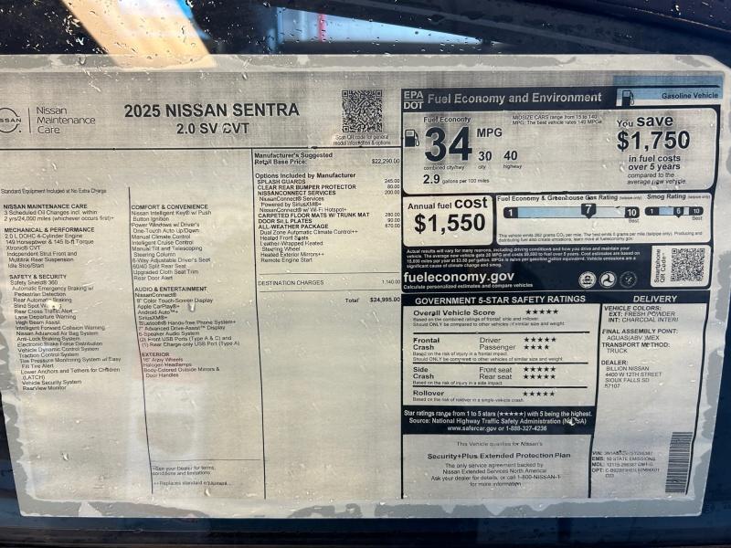 new 2025 Nissan Sentra car, priced at $24,995