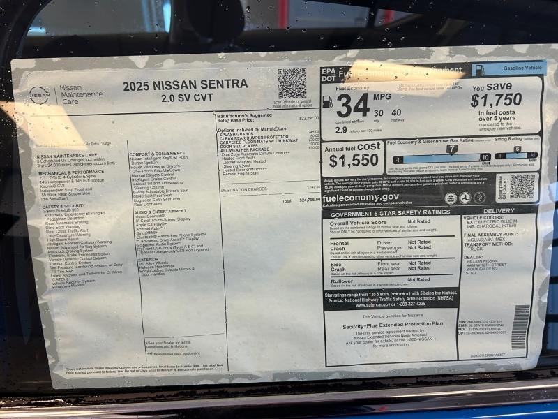 new 2025 Nissan Sentra car, priced at $24,795