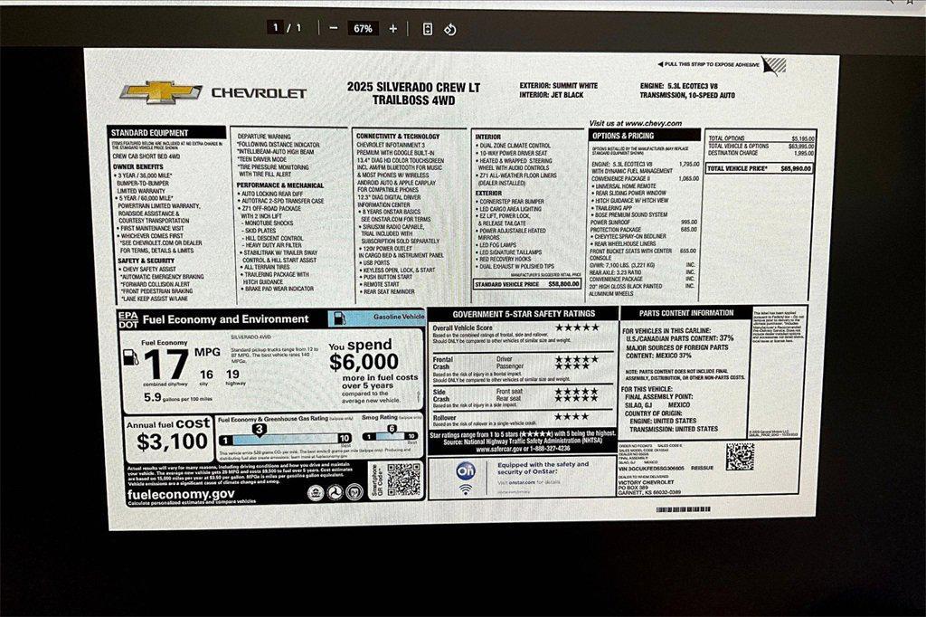 new 2025 Chevrolet Silverado 1500 car, priced at $56,745