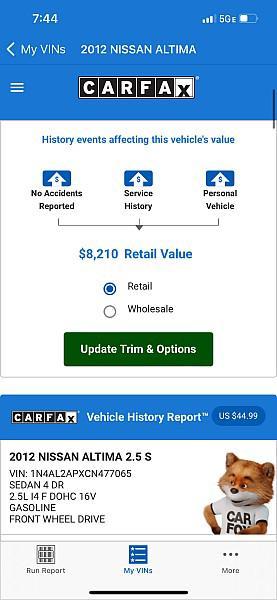 used 2012 Nissan Altima car, priced at $6,791