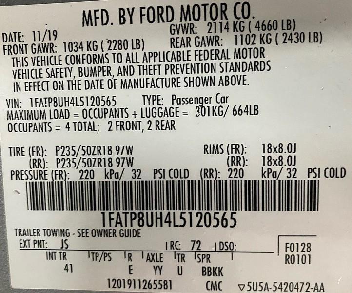 used 2020 Ford Mustang car, priced at $16,491