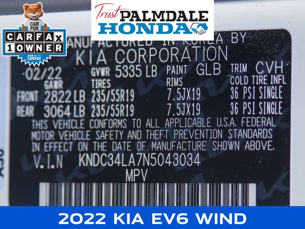 used 2022 Kia EV6 car, priced at $18,342