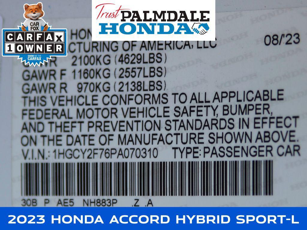 used 2023 Honda Accord Hybrid car, priced at $27,651