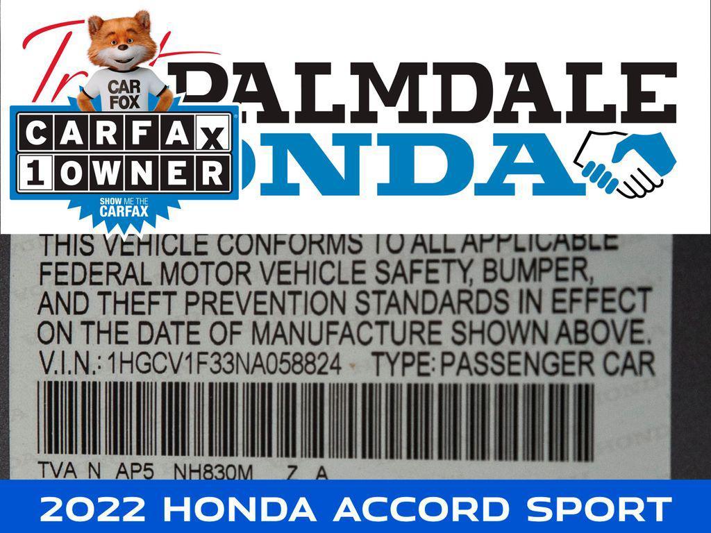 used 2022 Honda Accord car, priced at $22,879