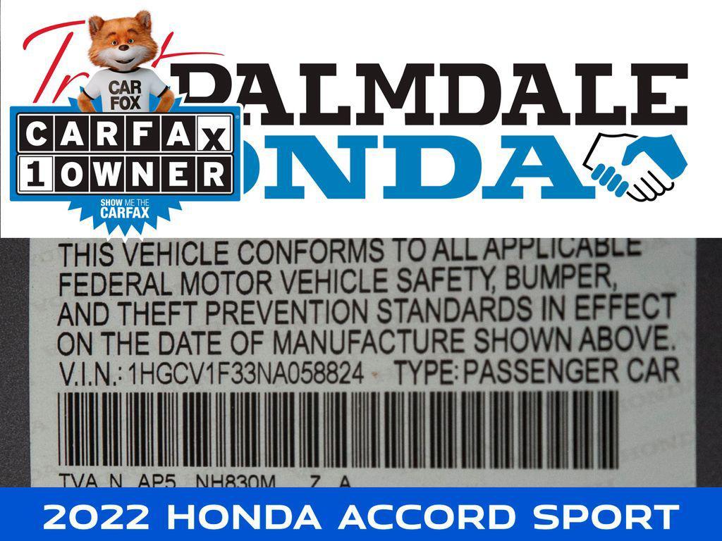used 2022 Honda Accord car, priced at $22,879