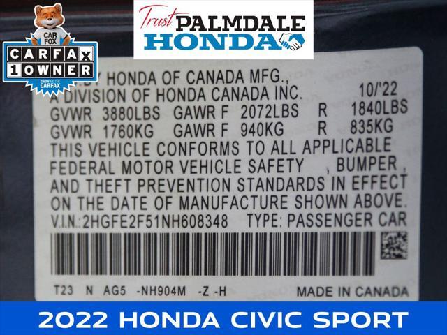 used 2022 Honda Civic car, priced at $23,991
