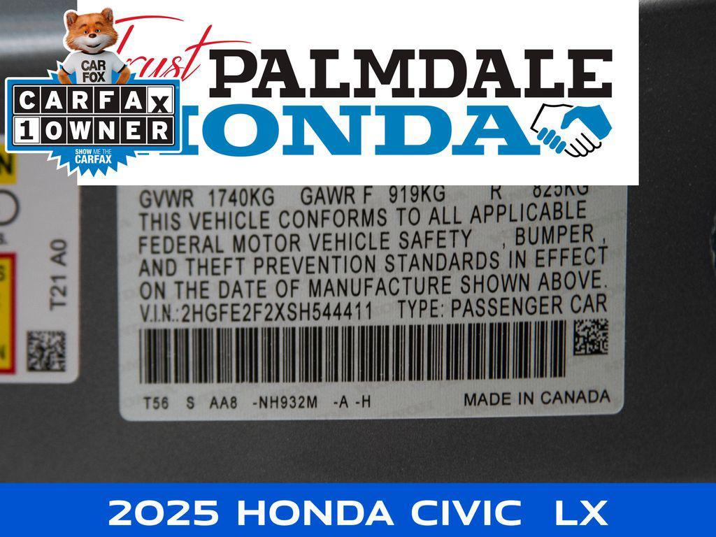 used 2025 Honda Civic car, priced at $24,291
